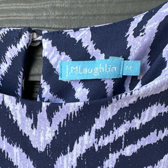 J. McLaughlin Navy Zebra Strip Catalina Cloth Long Sleeve Dress - Picture 5 of 8